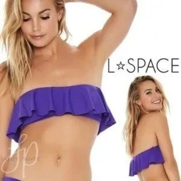 L*Space Lynn Purple Bandeau Ruffle Bikini Tube Top - Picture 1 of 5
